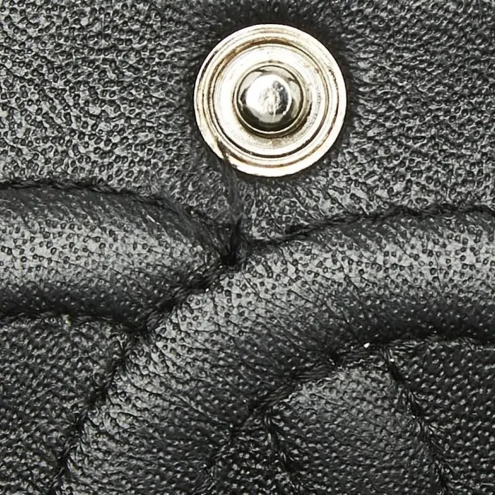 Chanel Matelasse 25 Coco Mark Double Flap Caviar Skin Shoulder Bag Black